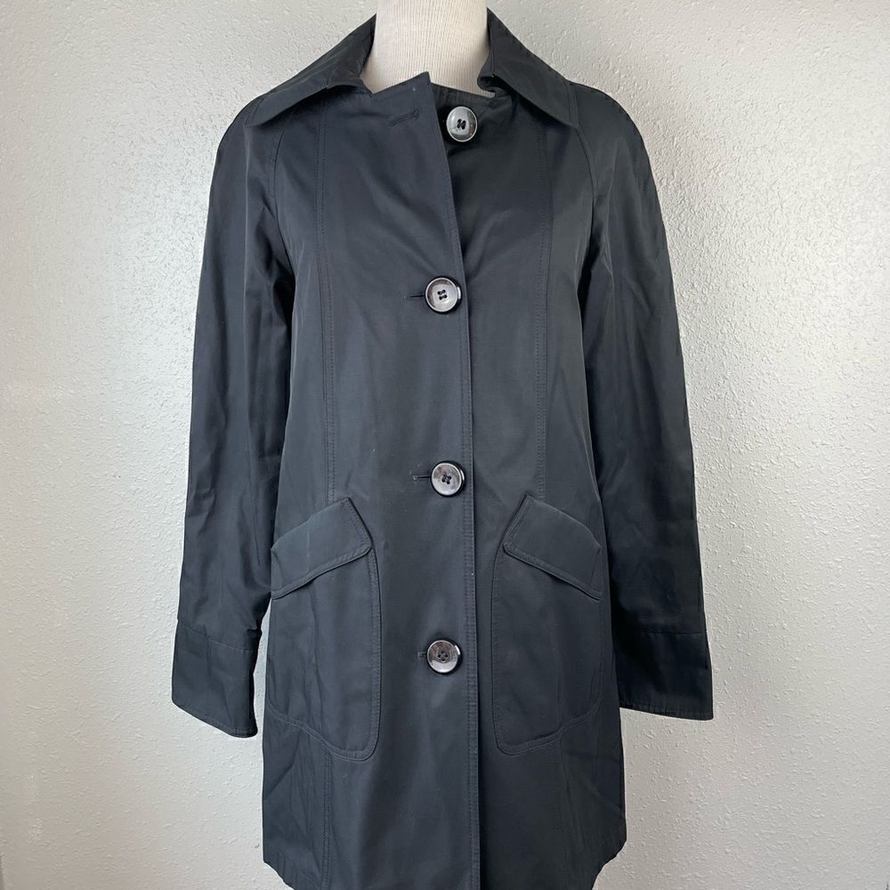 Gallery Petite Button Down Black Coat EUC